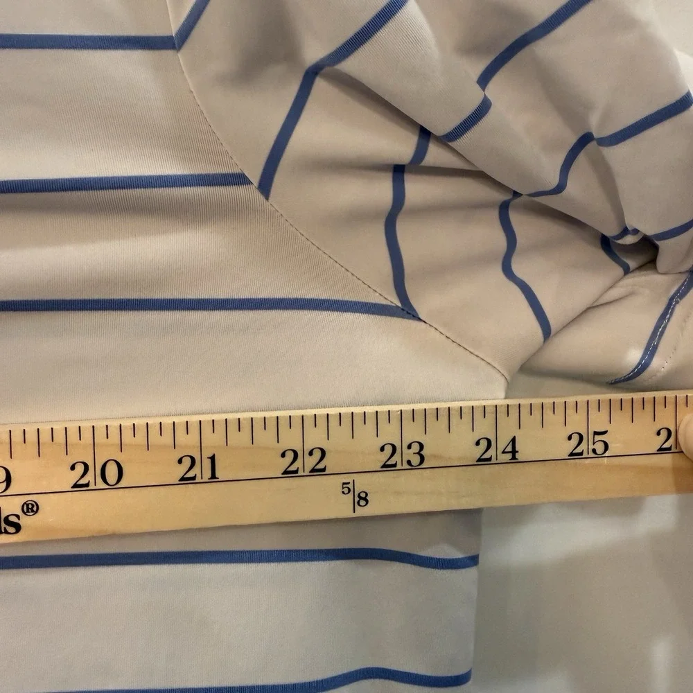 Polo Ralph Lauren White Blue Stripe Classic Fit Performance Shirt L